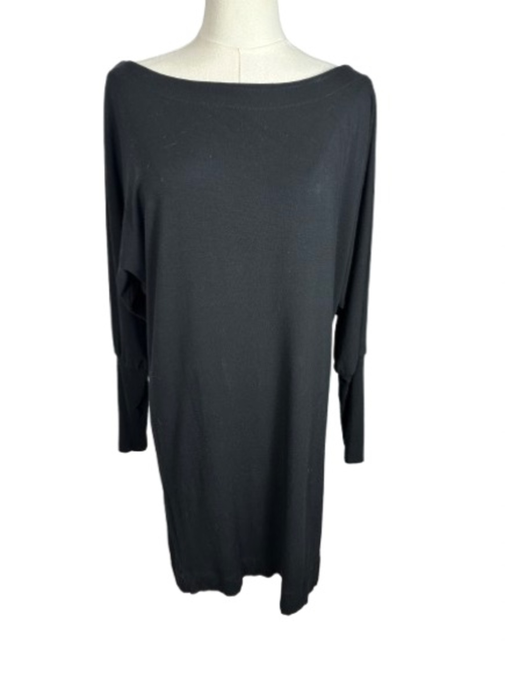 French Connection Black Boatneck Long Dolman Sleeve Dress Size 6